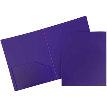 JAM Paper Plastic Heavy Duty 2 Pocket School Presentation Folders, Purple, 6/PK