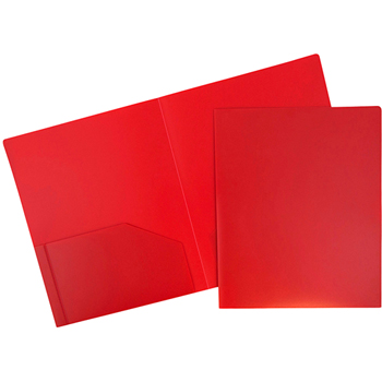 JAM Paper Plastic Heavy Duty 2 Pocket School Presentation Folders, Red, 6/PK