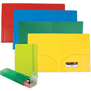 JAM Paper Back To School Assortments, Green, 4 Heavy Duty Folders, 1 Green Journal, 1 Green Pencil Case, 6/ST