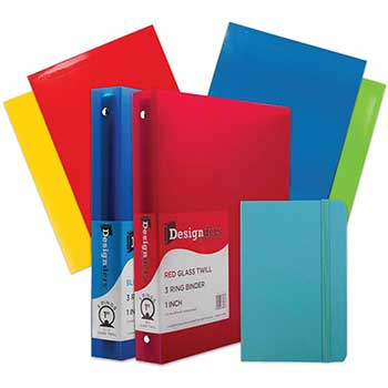 JAM Paper Back To School Assortments, Blue, 4 Glossy Folders, 2 One Inch Binders &amp; 1 Blue Journal, 7/ST
