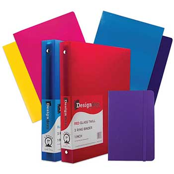 JAM Paper Back To School Assortments, Purple, 4 Glossy Folders, 2 One Inch Binders &amp; 1 Purple Journal, 7/ST