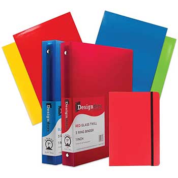 JAM Paper Back To School Assortments, Red, 4 Glossy Folders, 2 One Inch Binders &amp; 1 Red Journal, 7/ST
