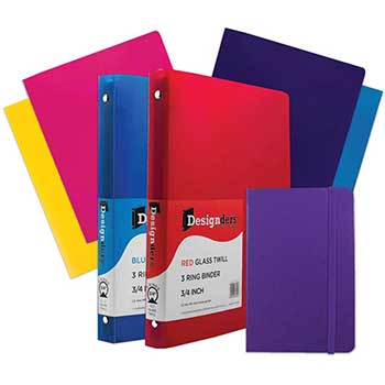JAM Paper Back To School Assortments, Purple, 4 Glossy Folders, 2 3/4&quot; Binders &amp; 1 Purple Journal, 7/ST