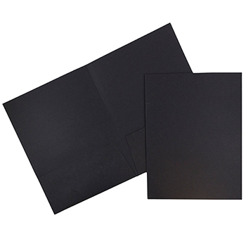 JAM Paper Two-Pocket Textured Linen Business Folders, Black, 50/BX