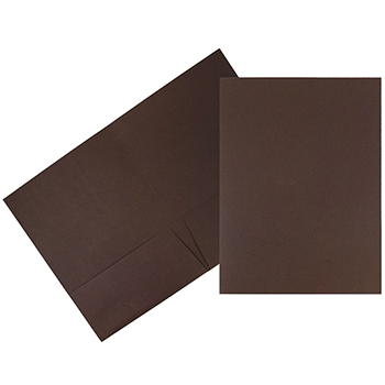 JAM Paper Two-Pocket Textured Linen Business Folders, Chocolate Brown, 50/BX