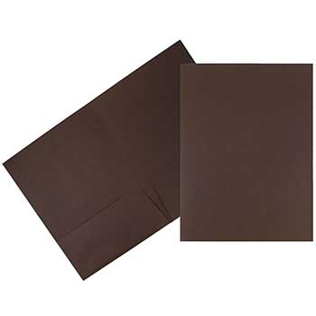 JAM Paper Two Pocket Business Folders, Textured Linen, Chocolate Brown, 6/PK