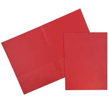 JAM Paper Two Pocket Business Folders, Textured Linen, Red, 100/BX