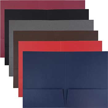 JAM Paper Two Pocket Linen Folders, Assorted Colors, 6/PK