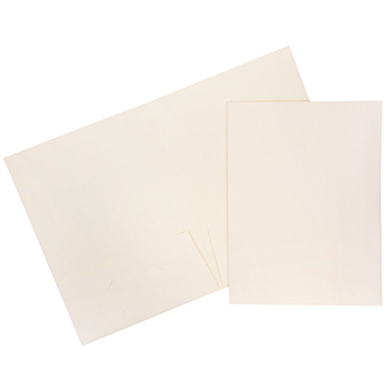 JAM Paper Two-Pocket Textured Linen Business Folders, Ivory, 25/PK
