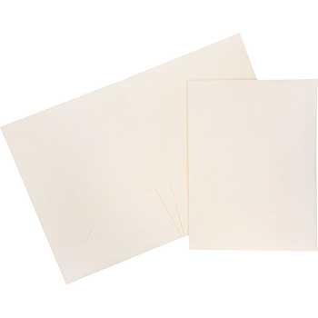 JAM Paper Two Pocket Textured Linen Business Folders, Ivory, 50/BX