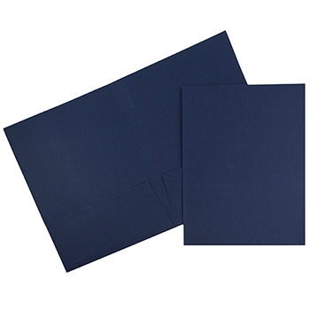 JAM Paper Two-Pocket Textured Linen Business Folders, Navy Blue, 25/PK