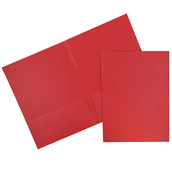 JAM Paper Two-Pocket Textured Linen Business Folders, Red, 50/BX