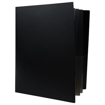 JAM Paper Heavy Duty Plastic Multi Pocket Folders, 10 Pocket Organizer, Black