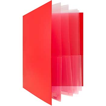 JAM Paper Heavy Duty Plastic Multi Pocket Folders, 10 Pocket, Red