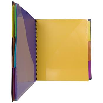 JAM Paper Plastic Multi Pocket Folder, 24 Pocket Organizer, 10 1/2&quot; x 11 1/2&quot;, Smoke Grey