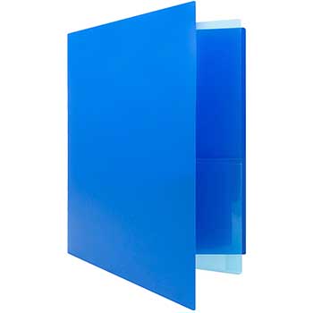 JAM Paper Heavy Duty Plastic Multi Pocket Folders, 4 Pocket Organizer, Blue, 2 Folders