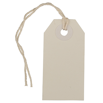 JAM Paper Gift Tags with String, 2 3/4&quot; x 1 3/8&quot;, White, 10/PK
