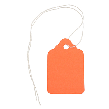 JAM Paper Gift Tags with String, 1 3/4&quot; x 1 1/10&quot;, Orange, 50/PK