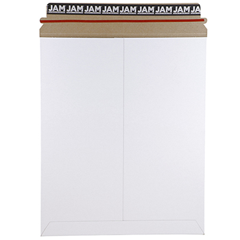 JAM Paper Stay-Flat Photo Mailer Envelopes with Peel &amp; Seal Closure, 11&quot; x 13 1/2&quot;, White, 6/Pack
