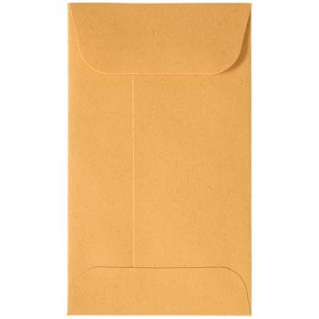 JAM Paper #3 Coin Business Commercial Envelopes with Peel and Seal Closure, 2 1/2&quot; x 4 1/4&quot;, Brown Kraft Manila, 100/BX