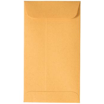 JAM Paper #6 Coin Business Recycled Envelopes with Peel and Seal Closure, 3 3/8&quot; x 6&#39;, Brown Kraft Manila, 100/BX