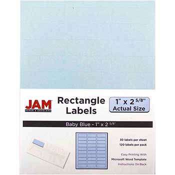 JAM Paper Shipping Address Labels, Standard Mailing, 1&quot; x 2 5/8&quot;, Baby Blue, 120 Labels