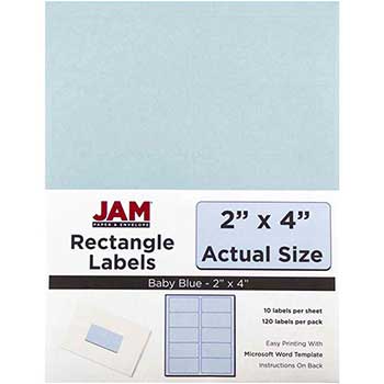 JAM Paper Shipping Address Labels, Standard Mailing, 2&quot; x 4&quot;, Baby Blue, 120 Labels
