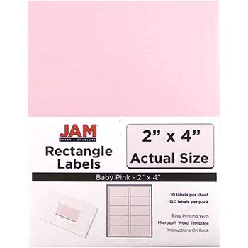 JAM Paper Shipping Address Labels, Standard Mailing, 2&quot; x 4&quot;, Baby Pink, 120 Labels