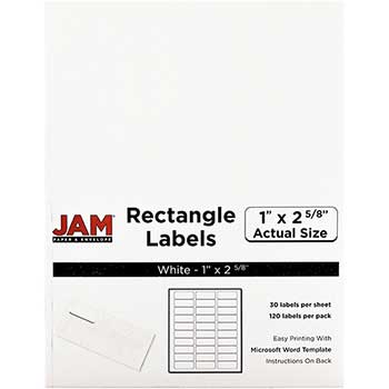 JAM Paper Shipping Address Labels, Standard Mailing, 1&quot; x 2 5/8&quot;, White, 120 Labels
