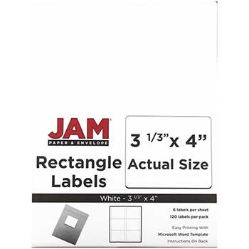 JAM Paper Shipping Address Labels, Large, 3 1/3&quot; x 4&quot;, White, 120 Labels