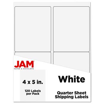 JAM Paper Shipping Address Labels, Extra Large, 4&quot; x 5&quot;, White, 4 Labels per Page/120 Labels
