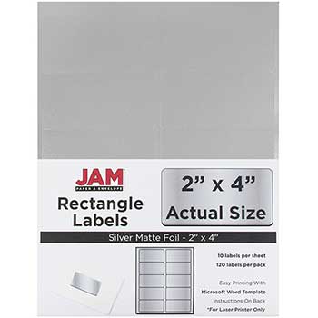 JAM Paper Shipping Address Labels, Standard Mailing, 2&quot; x 4&quot;, Silver Metallic, 120 Labels