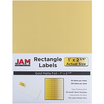 JAM Paper Shipping Address Labels, 1&quot; x 2 5/8&quot;, Gold Metallic, 120/PK