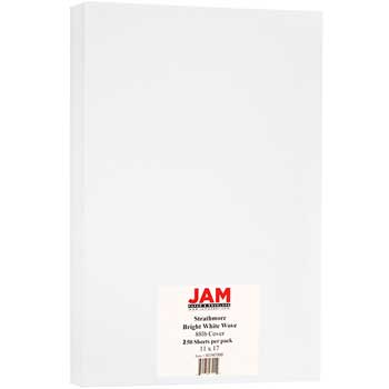 JAM Paper Wove Cardstock, 88 lb, 11&quot; x 17&quot;, Bright White, 250 Sheets/Ream