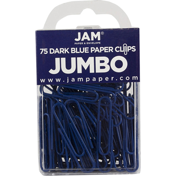 JAM Paper Paperclips, Jumbo Size, Dark Blue, 75/Pack