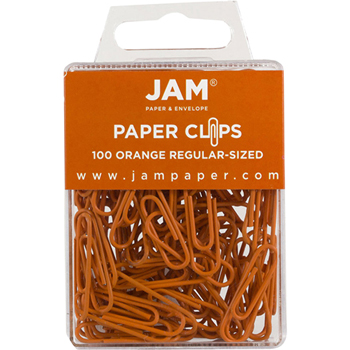 JAM Paper Paper Clips, Regular Size, Orange, 100/Pack