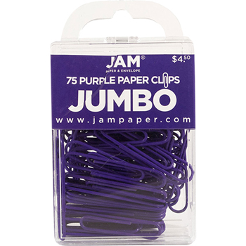 JAM Paper Paper Clips, Jumbo Size, Purple, 75/Pack