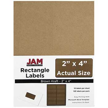 JAM Paper Shipping Address Labels, Standard Mailing, 2&quot; x 4&quot;, Brown Kraft, 120 Labels
