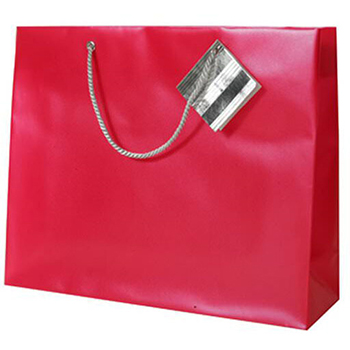 JAM Paper Opaque Gift Bags, 13&quot; x 4&quot; x 10 1/2&quot;, Red, 6/PK