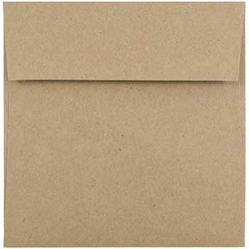 JAM Paper Square Premium Invitation Envelopes, 5 1/2&quot; x 5 1/2&quot;, Brown Kraft Paper Bag, 50/BX