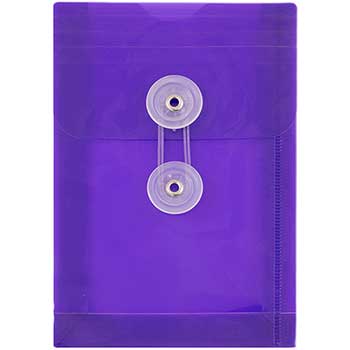 JAM Paper Plastic Envelopes with Button &amp; String Tie Closure, 4 1/4&quot; x 6 1/4&quot;, Lilac Purple, 12/PK