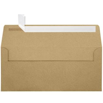 JAM Paper #10 Square Flap Envelope, 4-1/8 in x 9-1/2 in, Brown, Peel and Seal, 250/Pack