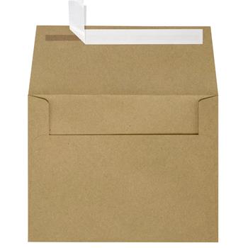 JAM Paper A7 Invitation Envelopes, 5-1/4 in x 7-1/4 in, Brown, Peel and Seal, 250/Pack