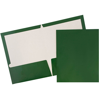 JAM Paper Laminated Glossy 2 Pocket School Presentation Folders, Green, 6/PK