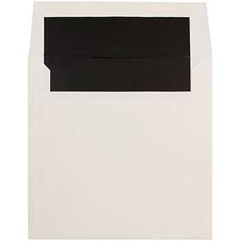 JAM Paper Square Foil Lined Envelopes, 7 1/4&quot; x 7 1/4&quot;, Natural White with Black Glossy, 25/PK