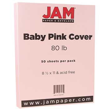 JAM Paper Cardstock, 80 lb, 8.5&quot; x 11&quot;, Baby Pink, 50 Sheets/Pack