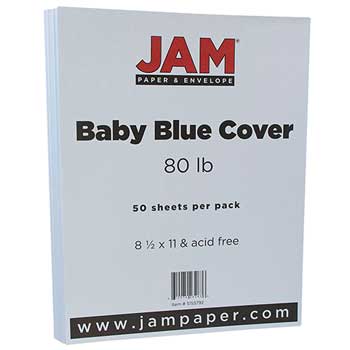JAM Paper Cardstock, 80 lb, 8.5&quot; x 11&quot;, Baby Blue, 50 Sheets/Pack