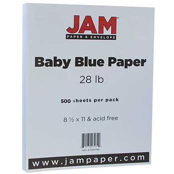 JAM Paper Colored Paper, 28 lb, 8.5&quot; x 11&quot;, Baby Blue, 500 Sheets/Ream