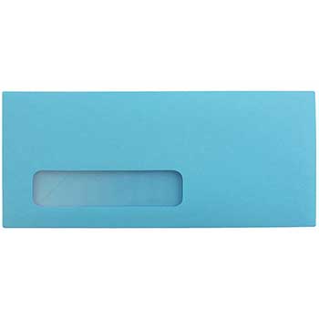 JAM Paper Business Colored Window Envelopes, #10, 4 1/8&quot; x 9 1/2&quot;, Blue Recycled, 25/PK