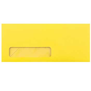 JAM Paper Business Colored Window Envelopes, #10, 4 1/8&quot; x 9 1/2&quot;, Yellow Recycled, 25/PK